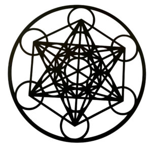 Cubo metatrón símbolo de geometría sagrada fabricado en metal color negro