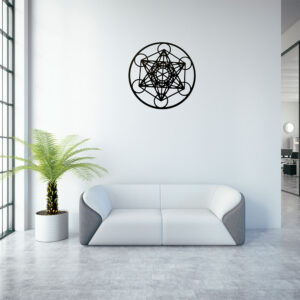 Cubo metatrón símbolo de geometría sagrada fabricado en metal color negro