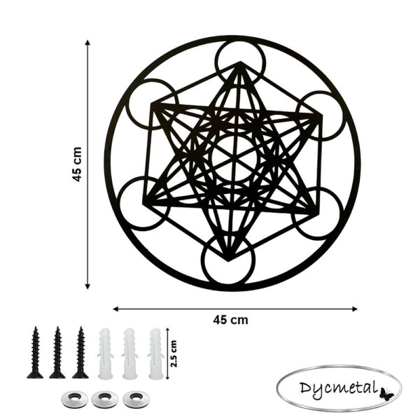 Cubo metatrón símbolo de geometría sagrada fabricado en metal color negro - Imagen 3
