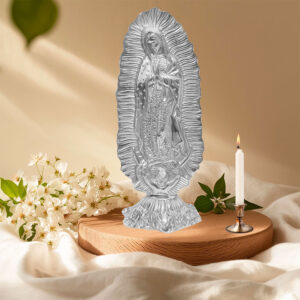 Escultura Decorativa Virgen de Guadalupe Altura 40 cm en Pewter