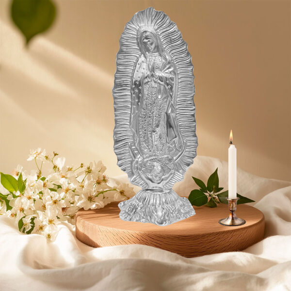 Escultura Decorativa Virgen de Guadalupe Altura 40 cm en Pewter - Imagen 2